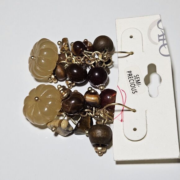 **Sale** Cato Gold Tone Semi-precious Stone Dangling Earrings - Picture 12 of 13